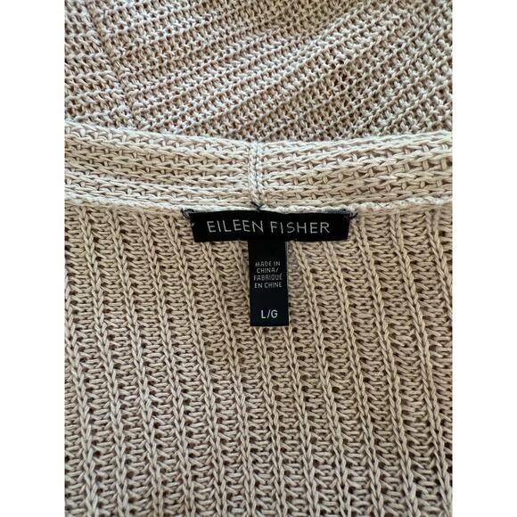 Eileen Fisher Women’s Organic Linen Cardigan Open Front Beige Knit Size L - Picture 4 of 5